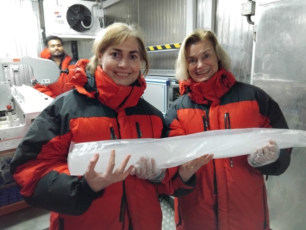 Two persons with an ice core