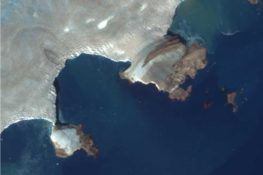 Satellittfoto av isbre